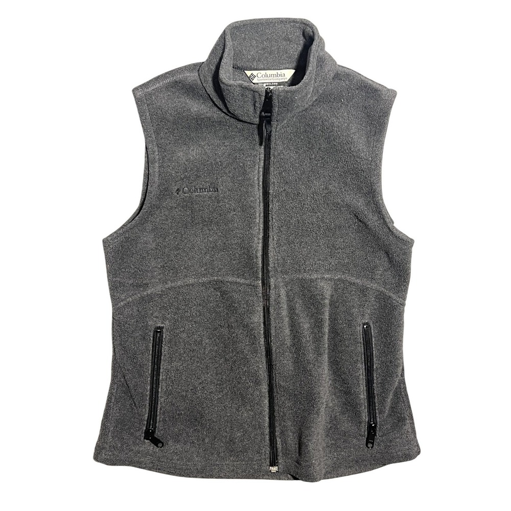 Columbia Sportswear Women's Gray Fleece Vest Size M Full Zip Pockets Outdoor